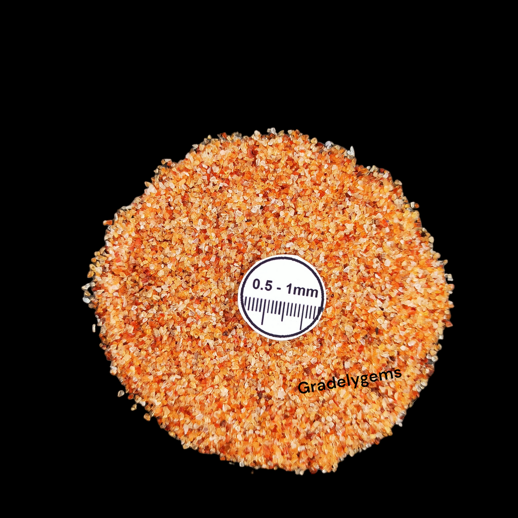 GRADELYGEMS Carnelian Gemstone Crushed 0.5-1mm for Ring Inlay, Jewelry Making, Resin Art & Fine Detail Work