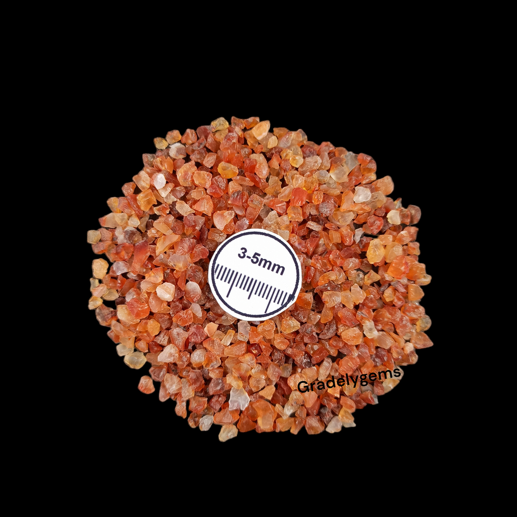 GRADELYGEMS Carnelian Bold Crushed Stone 3-5mm for Vase Fillers, Jewelry Design, Resin Art & Decor