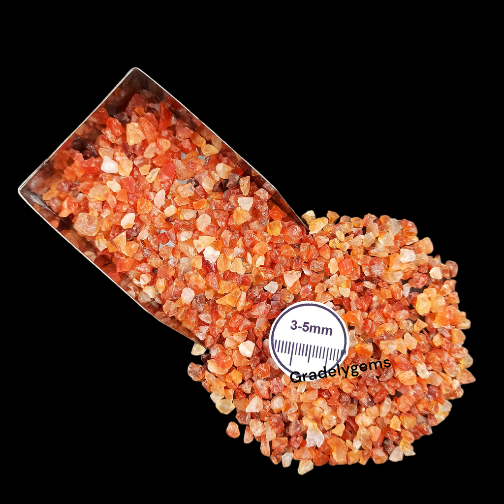 GRADELYGEMS Carnelian Bold Crushed Stone 3-5mm for Vase Fillers, Jewelry Design, Resin Art & Decor