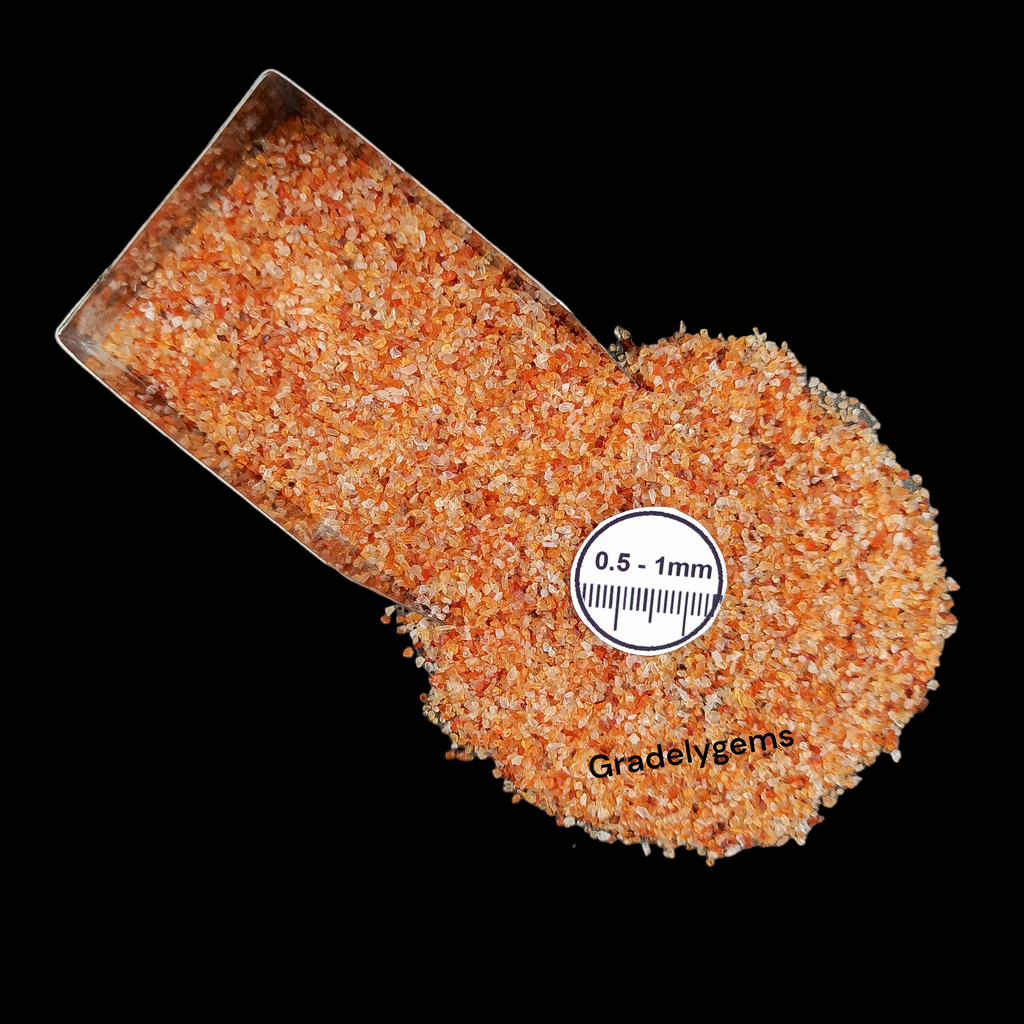 GRADELYGEMS Carnelian Gemstone Crushed 0.5-1mm for Ring Inlay, Jewelry Making, Resin Art & Fine Detail Work
