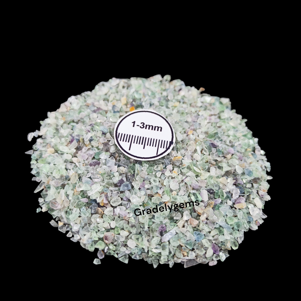 Natural Green Fluorite 1-3mm Crushed Stone by GRADELYGEMS for Resin Work, Inlay & Decorative Creations