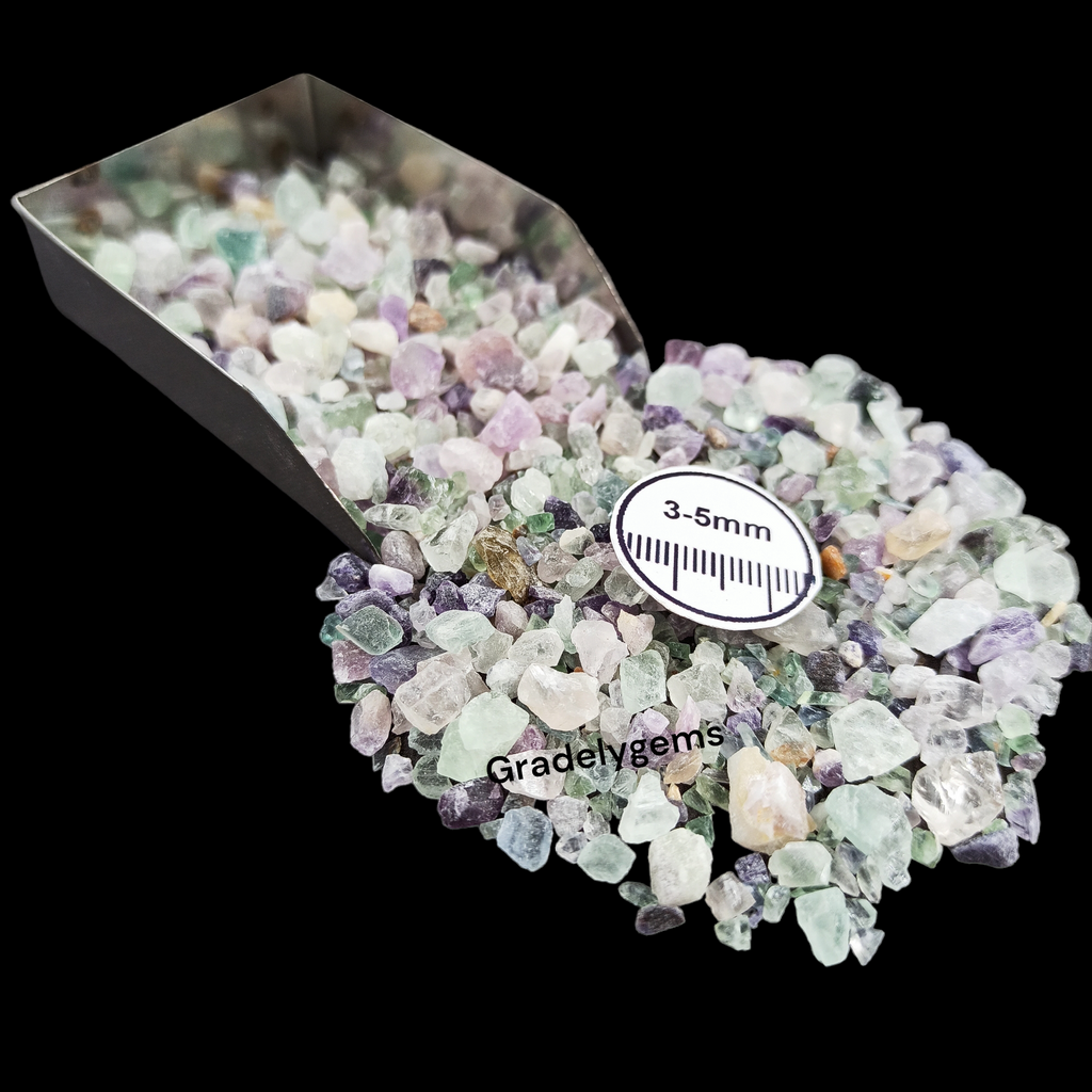 GRADELYGEMS Green Fluorite Decorative Crushed Gemstone 3-5mm for Jewelry, Resin Work & Statement Decor