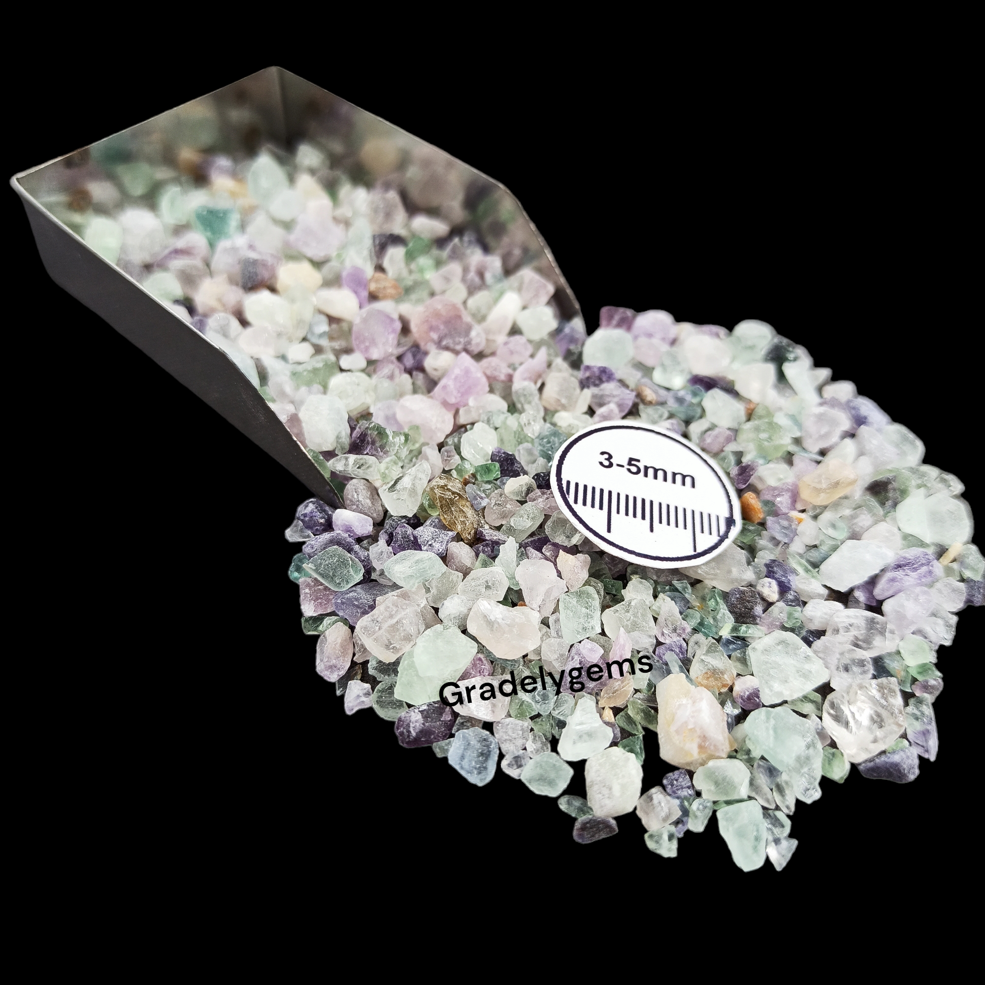 GRADELYGEMS Green Fluorite Decorative Crushed Gemstone 3-5mm for Jewelry, Resin Work & Statement Decor