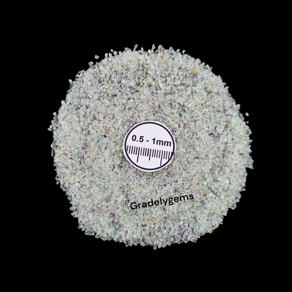 GRADELYGEMS Premium Green Fluorite 0.5-1mm Crushed Gemstone for Jewelry Inlay, Resin Art & Handmade Decor