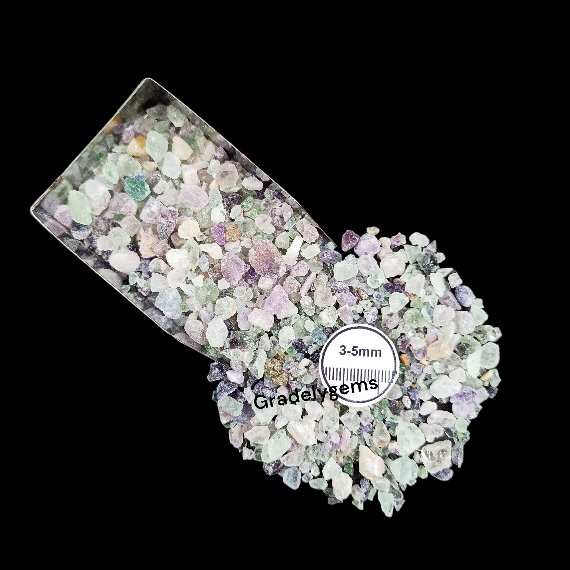 GRADELYGEMS Green Fluorite Decorative Crushed Gemstone 3-5mm for Jewelry, Resin Work & Statement Decor