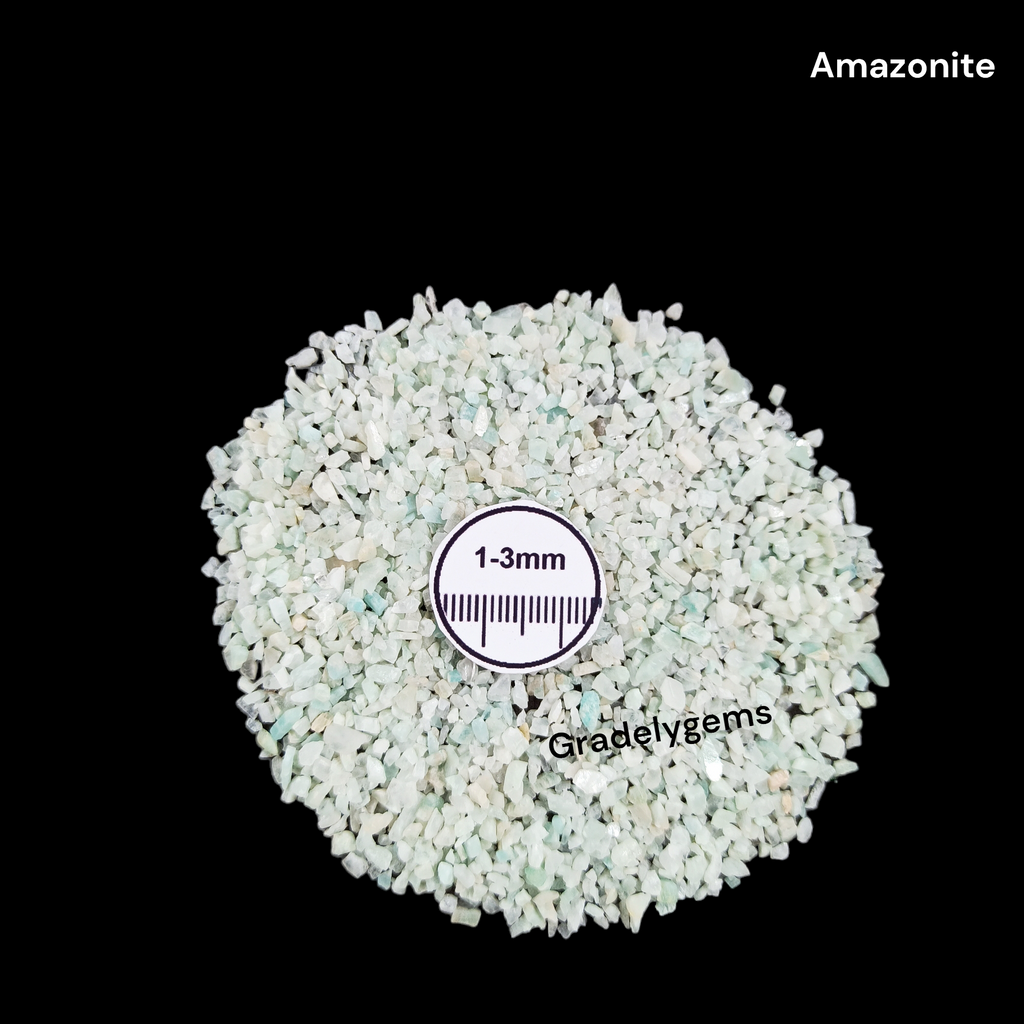Natural Amazonite 1-3mm Crushed Stone by GRADELYGEMS for Resin Work, Inlay & Decorative Creations