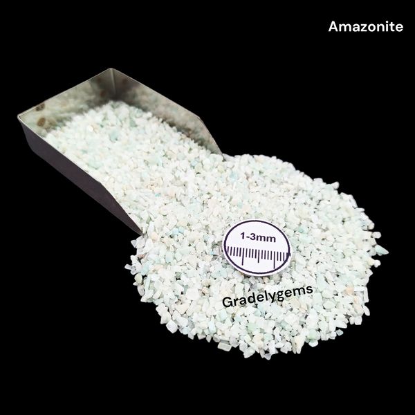 GRADELYGEMS Amazonite Loose Stone 1-3mm Crushed Gemstone for Resin Crafts, Decor & Handmade Projects