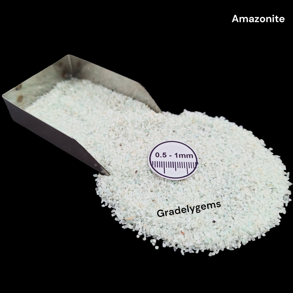 GRADELYGEMS Premium Amazonite 0.5-1mm Crushed Gemstone for Jewelry Inlay, Resin Art & Handmade Decor