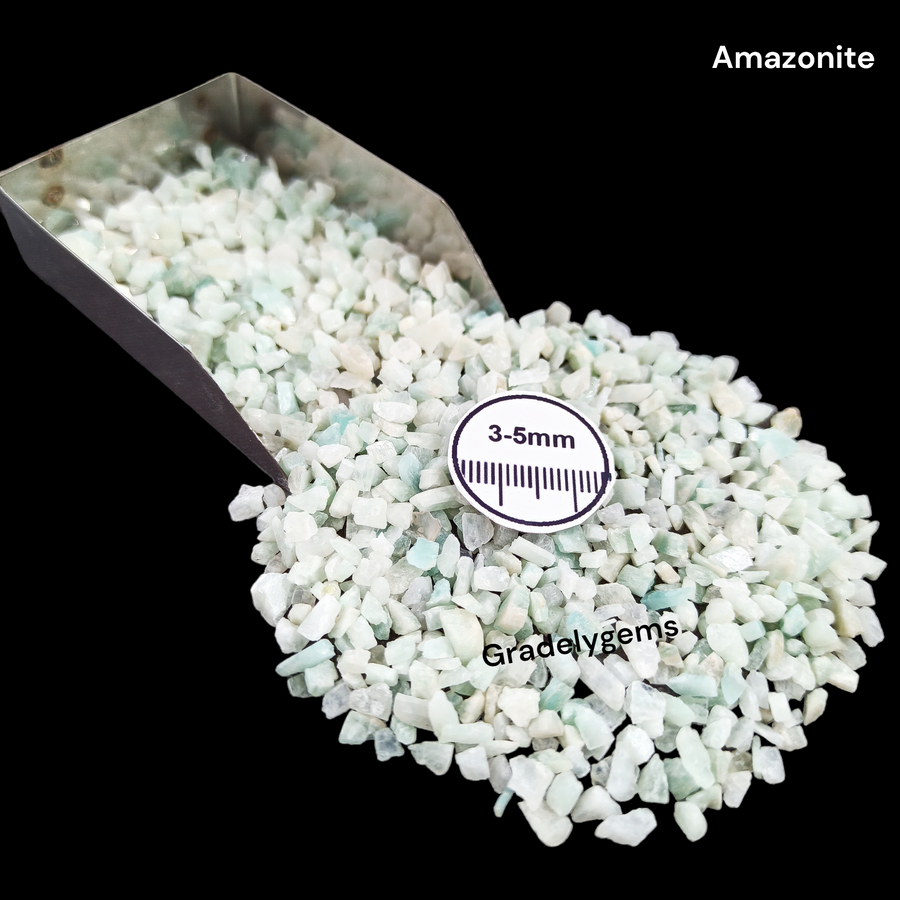 GRADELYGEMS Amazonite Decorative Crushed Gemstone 3-5mm for Jewelry, Resin Work & Statement Decor