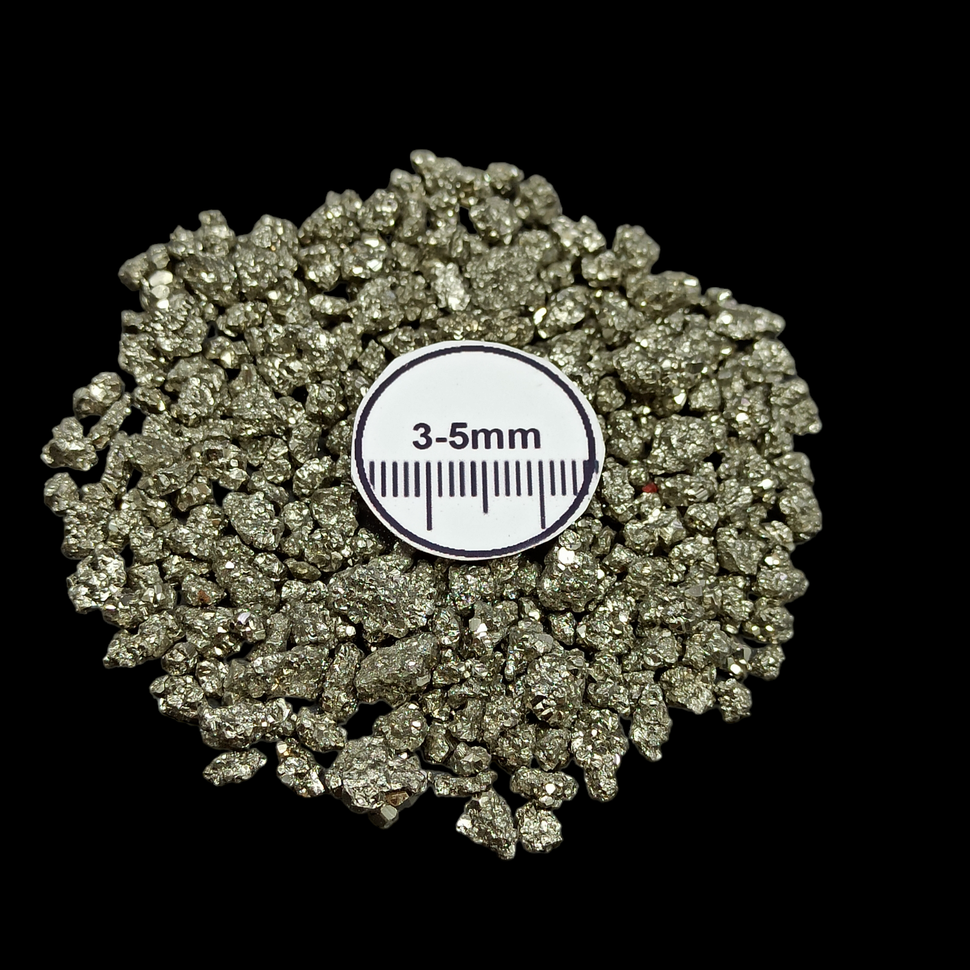 GRADELYGEMS Peru Pyrite Bold Crushed Stone 3-5mm for Vase Fillers, Jewelry Design, Resin Art & Decor