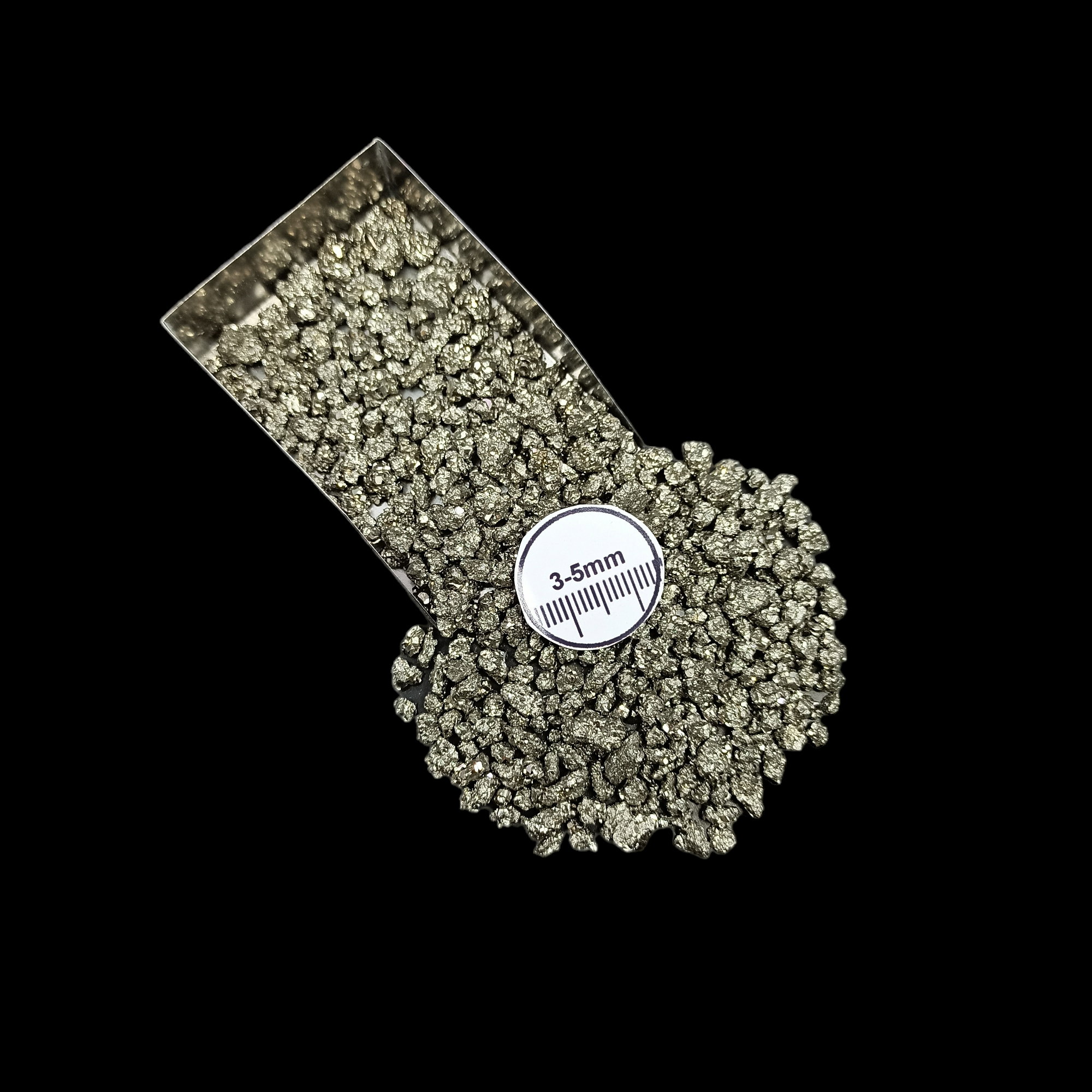 GRADELYGEMS Peru Pyrite Bold Crushed Stone 3-5mm for Vase Fillers, Jewelry Design, Resin Art & Decor