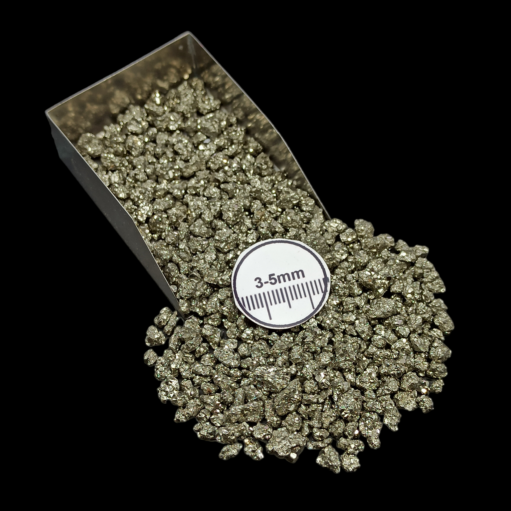 GRADELYGEMS Peru Pyrite Bold Crushed Stone 3-5mm for Vase Fillers, Jewelry Design, Resin Art & Decor