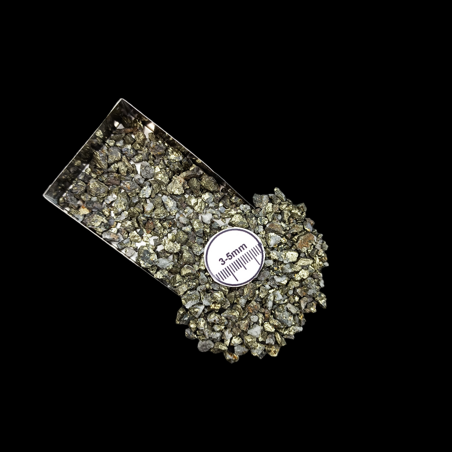 GRADELYGEMS Chalcopyrite Bold Crushed Stone 3-5mm for Vase Fillers, Jewelry Design, Resin Art & Decor