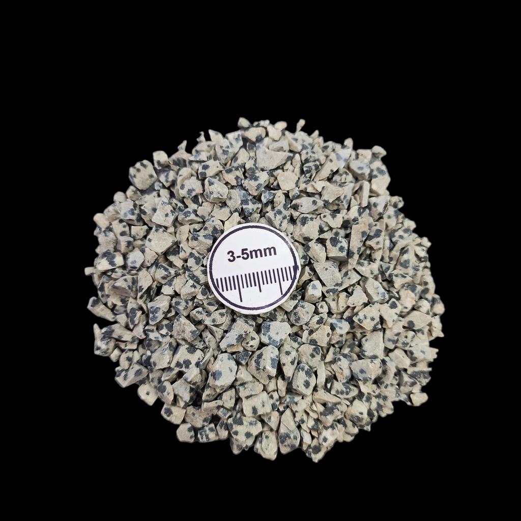 GRADELYGEMS Dalmatian Jasper Bold Crushed Stone 3-5mm for Vase Fillers, Jewelry Design, Resin Art & Decor