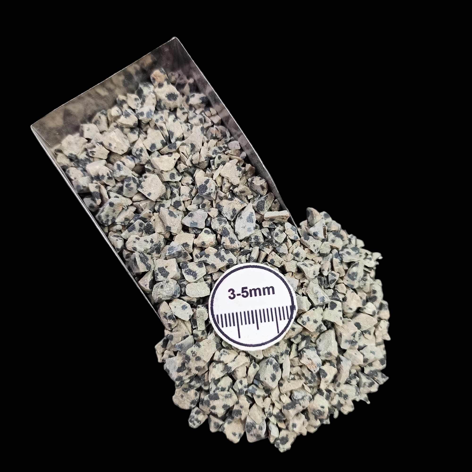 GRADELYGEMS Dalmatian Jasper Bold Crushed Stone 3-5mm for Vase Fillers, Jewelry Design, Resin Art & Decor