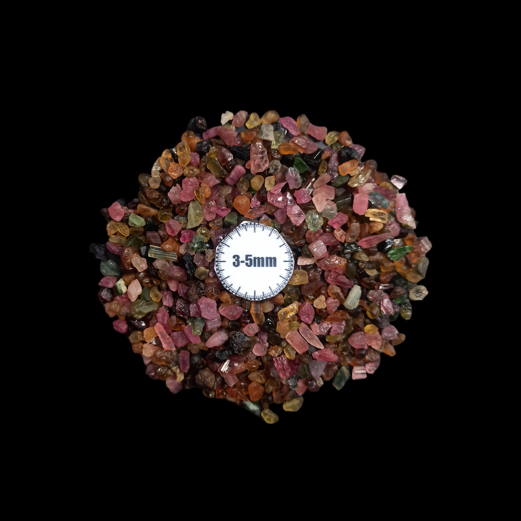 GRADELYGEMS Multi Tourmaline Bold Crushed Stone 3-5mm for Vase Fillers, Jewelry Design, Resin Art & Decor