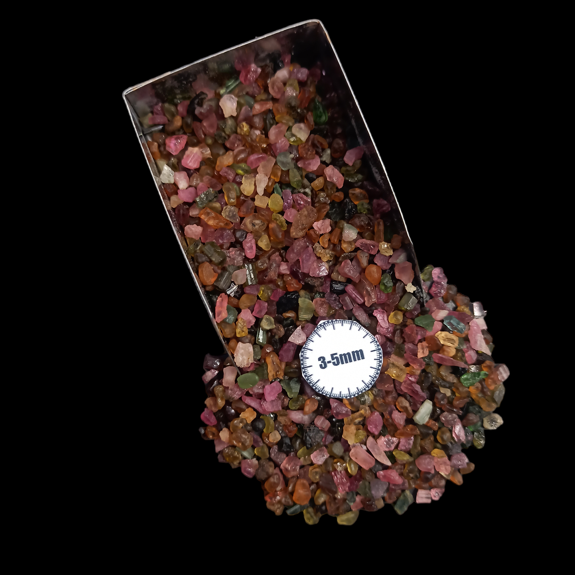 GRADELYGEMS Multi Tourmaline Bold Crushed Stone 3-5mm for Vase Fillers, Jewelry Design, Resin Art & Decor