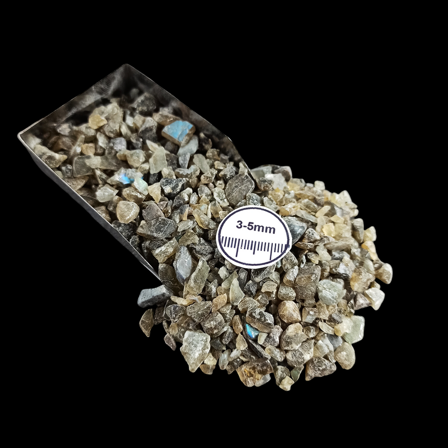 GRADELYGEMS Labradorite Bold Crushed Stone 3-5mm for Vase Fillers, Jewelry Design, Resin Art & Decor