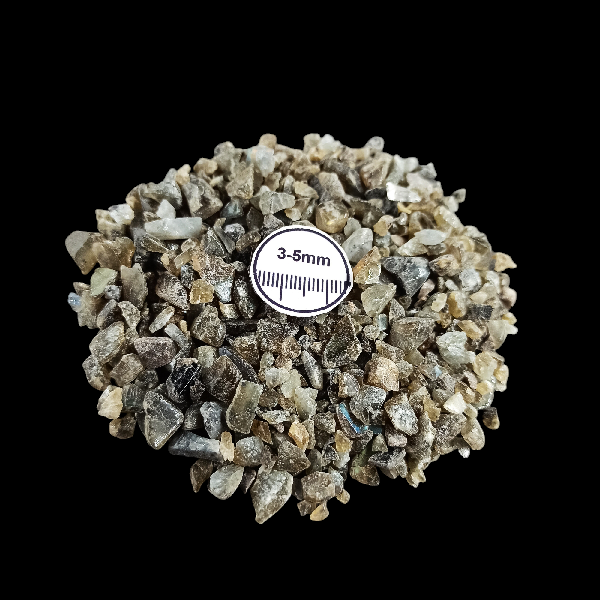 GRADELYGEMS Labradorite Bold Crushed Stone 3-5mm for Vase Fillers, Jewelry Design, Resin Art & Decor
