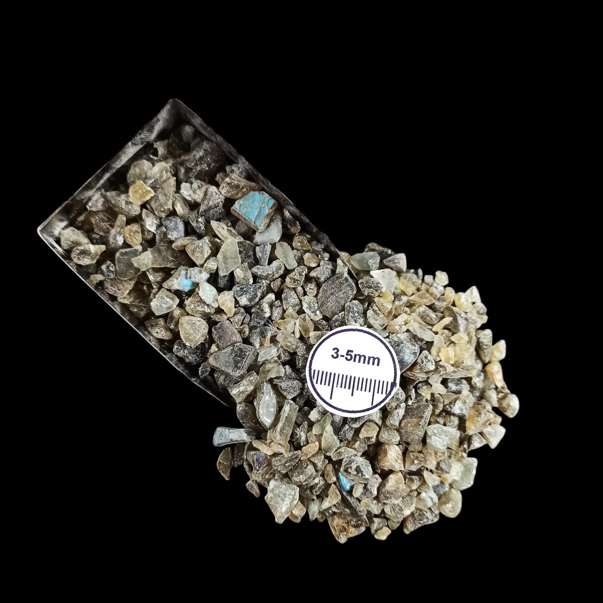 GRADELYGEMS Labradorite Bold Crushed Stone 3-5mm for Vase Fillers, Jewelry Design, Resin Art & Decor
