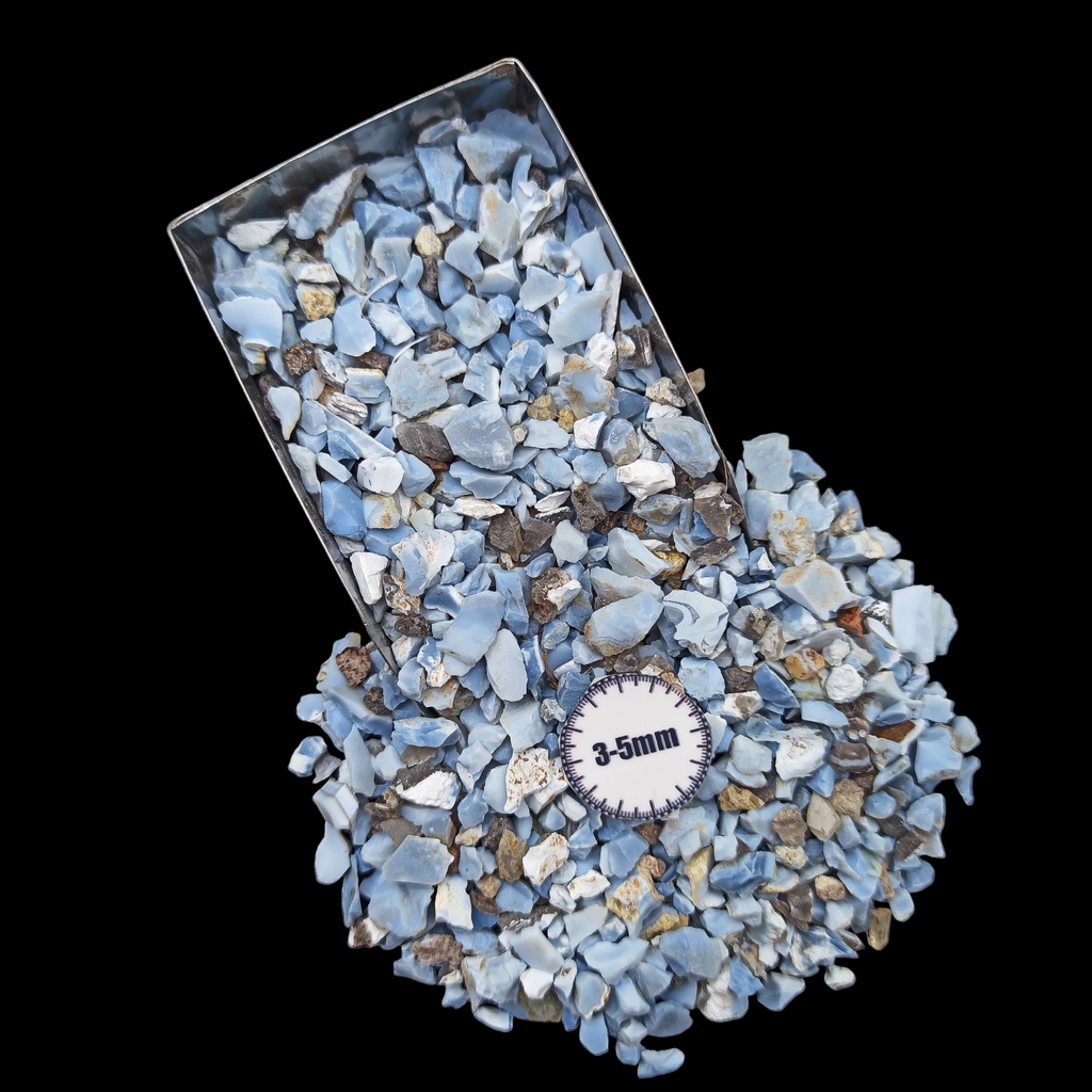 GRADELYGEMS Blue Opal Decorative Crushed Gemstone 3-5mm for Jewelry, Resin Work & Statement Decor