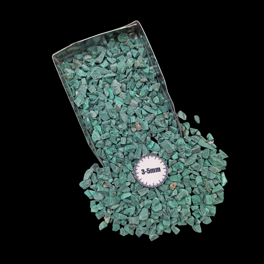 GRADELYGEMS Malachite Decorative Crushed Gemstone 3-5mm for Jewelry, Resin Work & Statement Decor