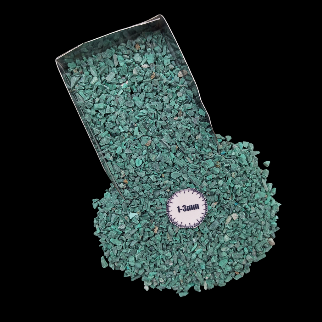Natural Malachite 1-3mm Crushed Stone by GRADELYGEMS for Resin Work, Inlay & Decorative Creations